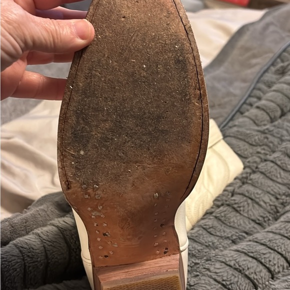 Boots. Tecovas Bone Calfskin Cowboy Boots - Picture 5 of 11